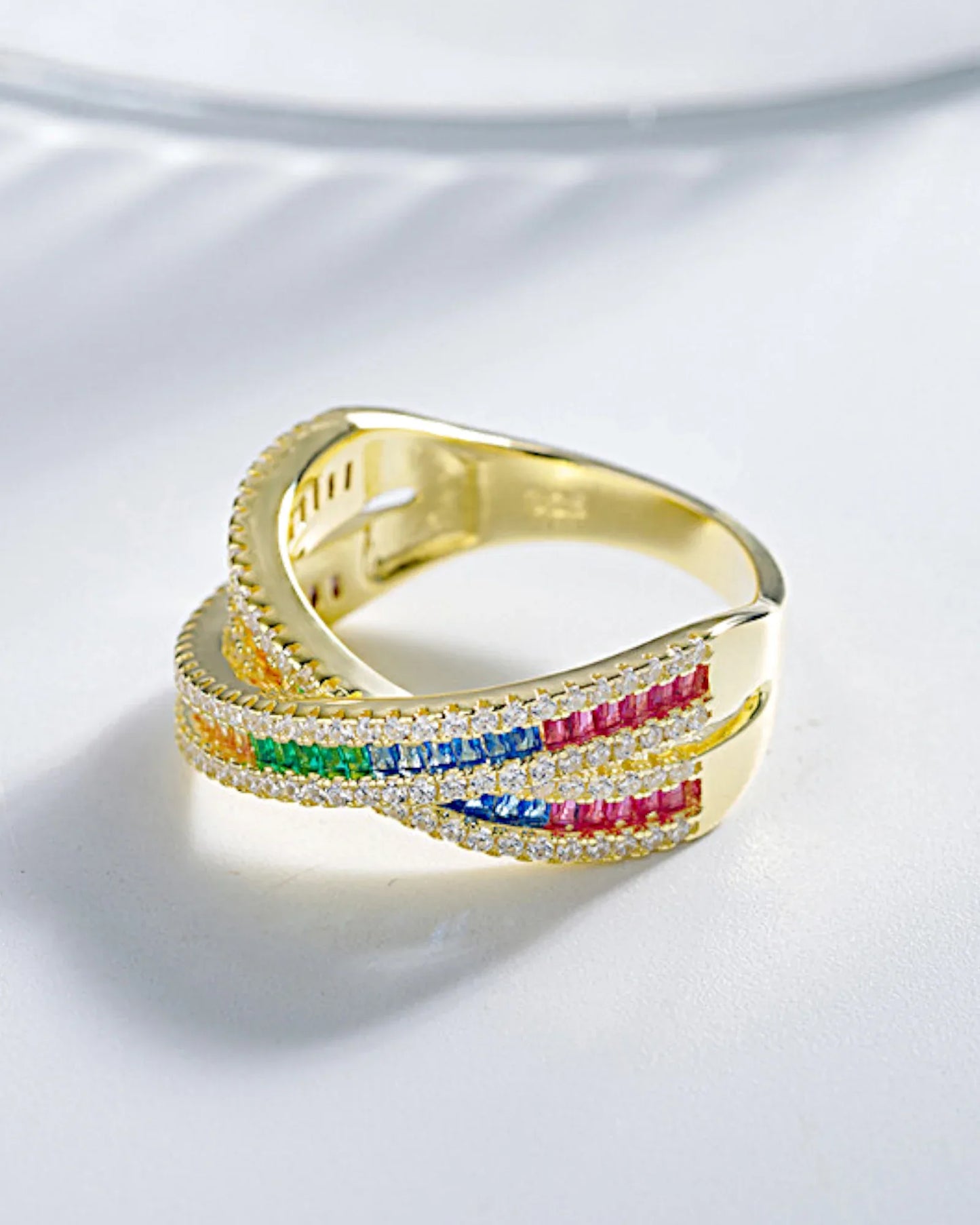 Ring aus 925er Sterlingsilber mit mehrfarbigen Zirkonen - TOLLzWOOD