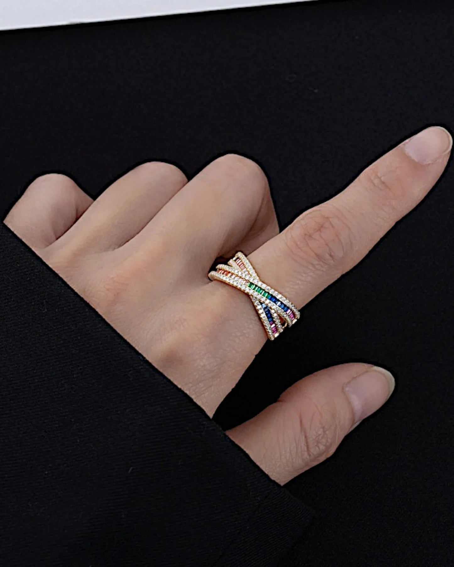 Ring aus 925er Sterlingsilber mit mehrfarbigen Zirkonen - TOLLzWOOD
