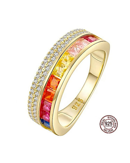 Ring aus 925er Sterlingsilber mit mehrfarbigen Zirkonen - TOLLzWOOD