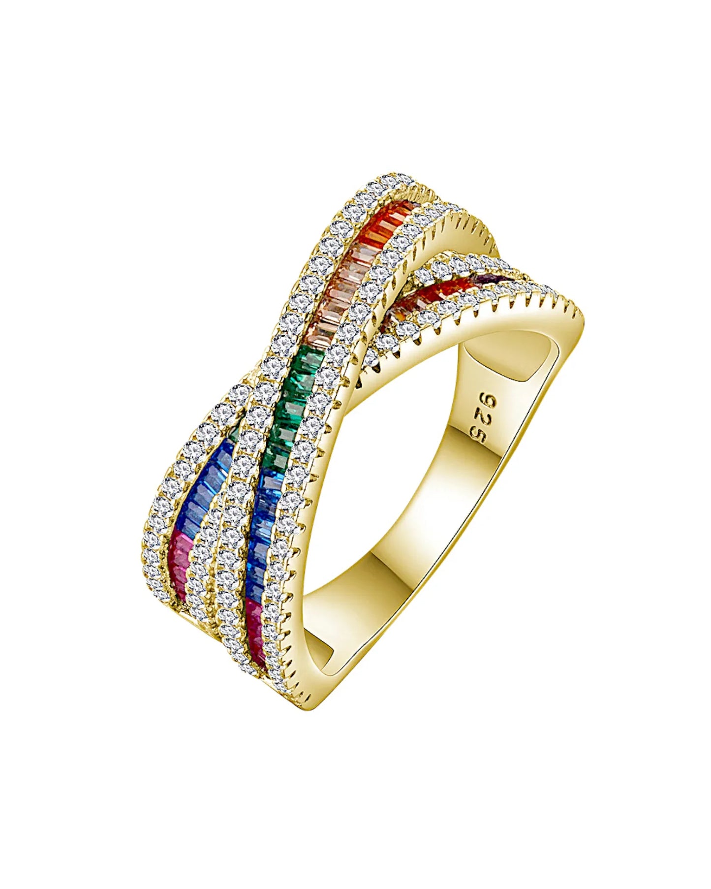 Ring aus 925er Sterlingsilber mit mehrfarbigen Zirkonen - TOLLzWOOD