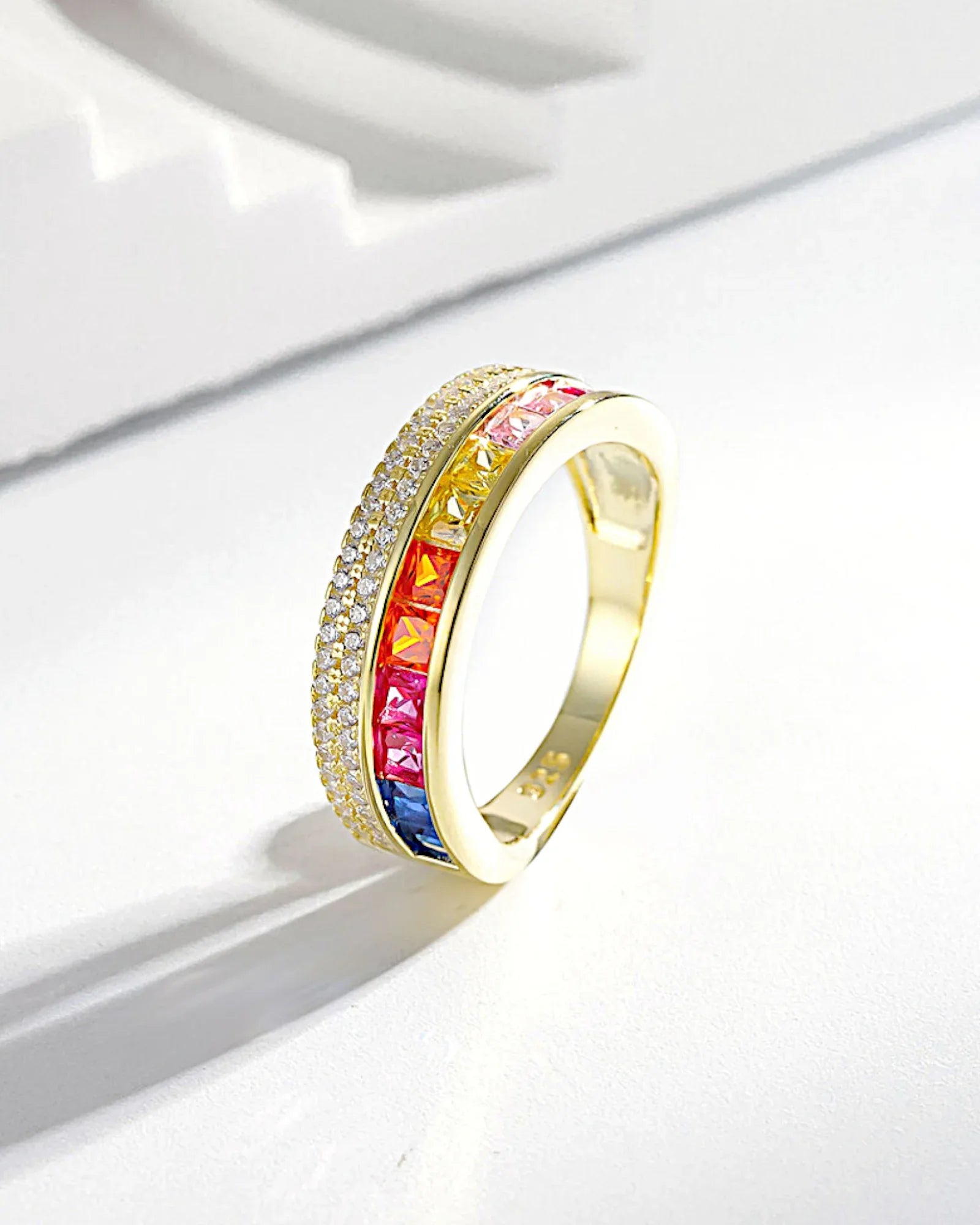 Ring aus 925er Sterlingsilber mit mehrfarbigen Zirkonen - TOLLzWOOD