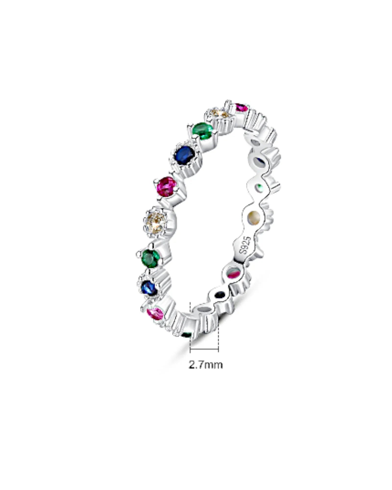 Ring aus 925er Sterlingsilber mit mehrfarbigen Zirkonen - TOLLzWOOD