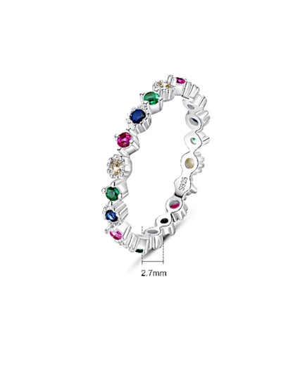 Ring aus 925er Sterlingsilber mit mehrfarbigen Zirkonen - TOLLzWOOD