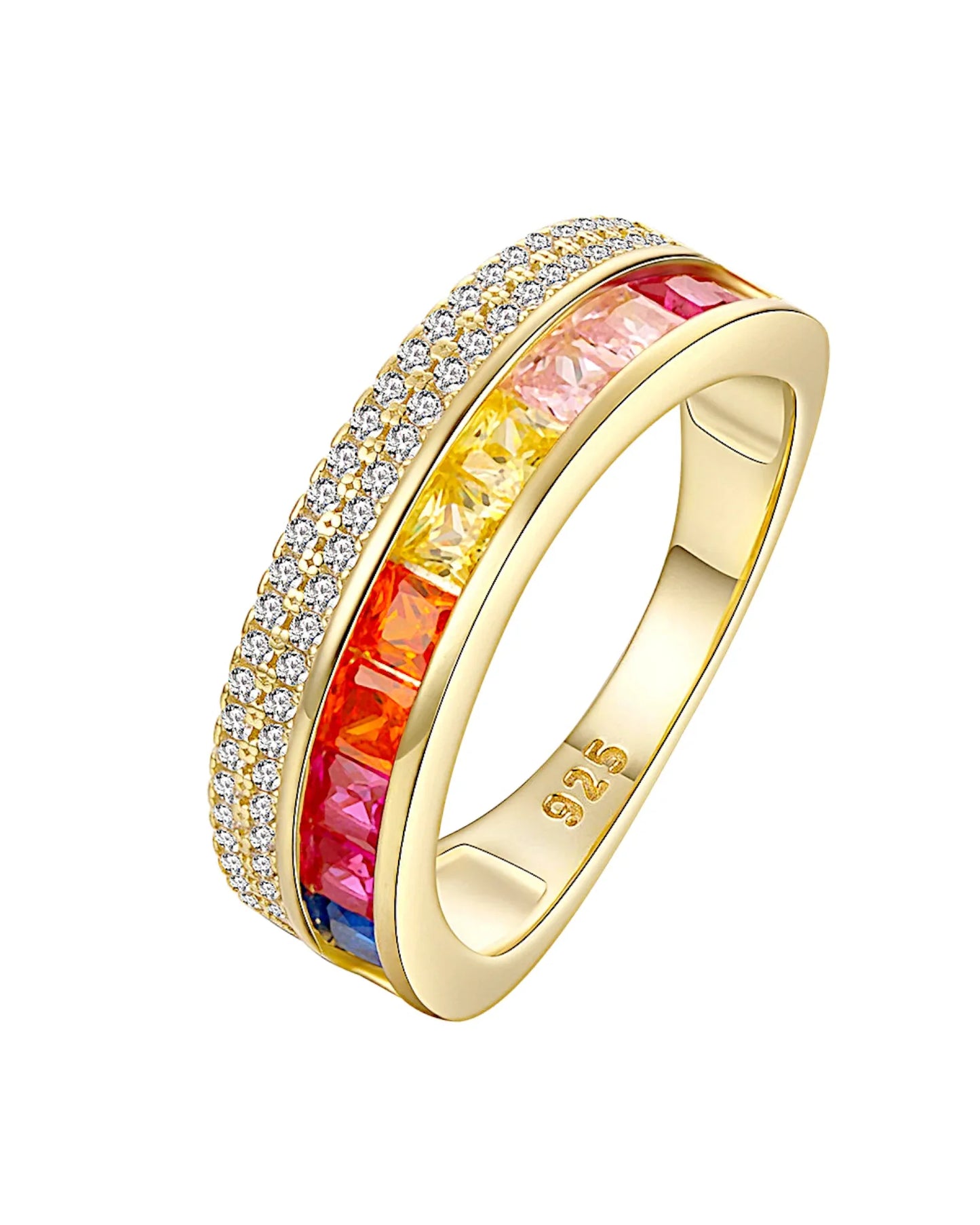 Ring aus 925er Sterlingsilber mit mehrfarbigen Zirkonen - TOLLzWOOD