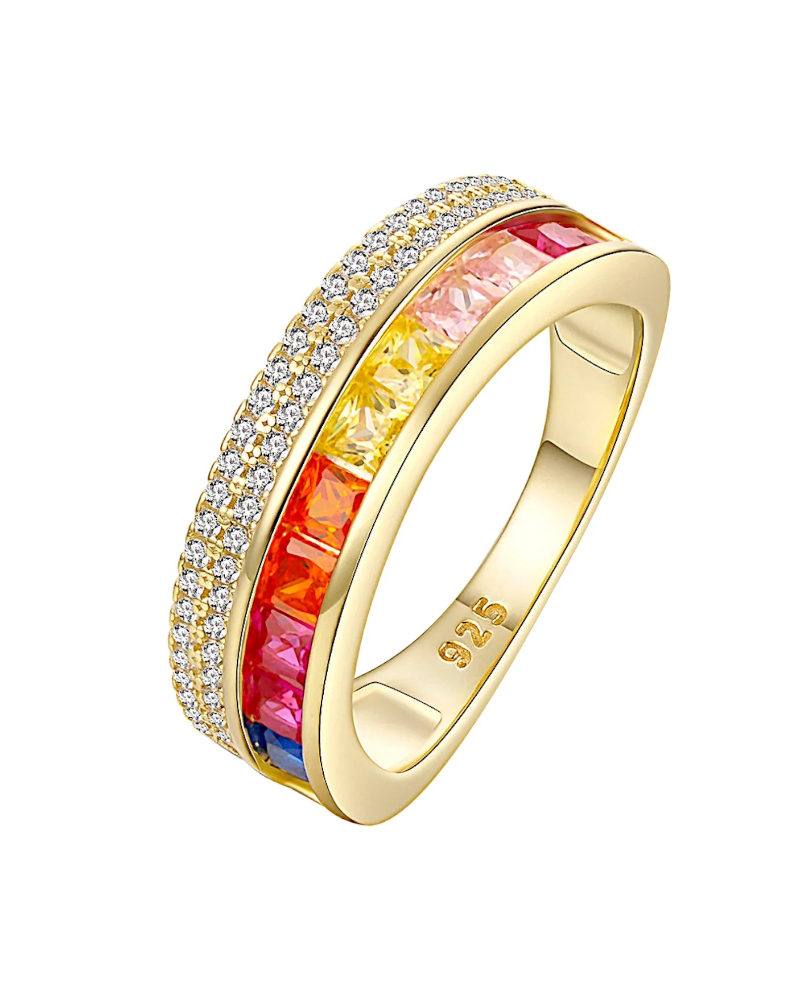 Ring aus 925er Sterlingsilber mit mehrfarbigen Zirkonen - TOLLzWOOD