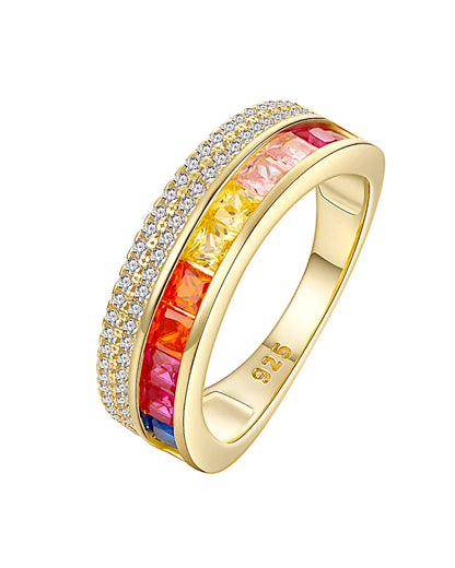 Ring aus 925er Sterlingsilber mit mehrfarbigen Zirkonen - TOLLzWOOD