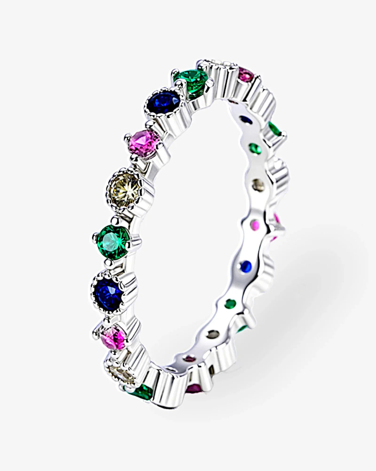 Ring aus 925er Sterlingsilber mit mehrfarbigen Zirkonen - TOLLzWOOD