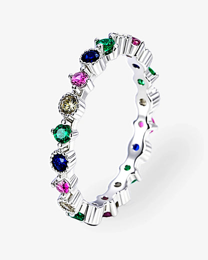 Ring aus 925er Sterlingsilber mit mehrfarbigen Zirkonen - TOLLzWOOD