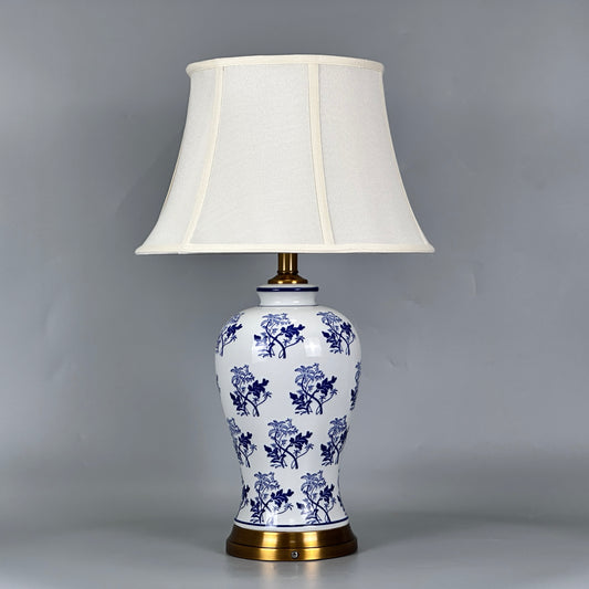 Ceramic table lamp with fabric shade, gold-colored