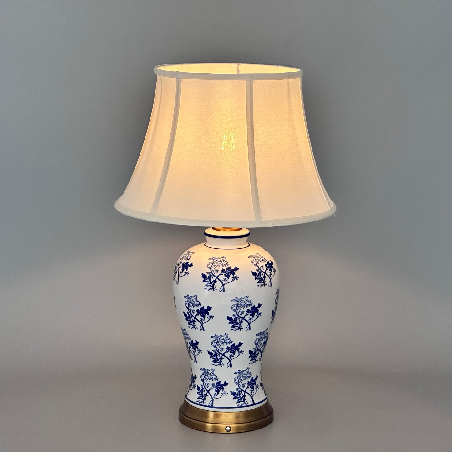 Ceramic table lamp with fabric shade, gold-colored