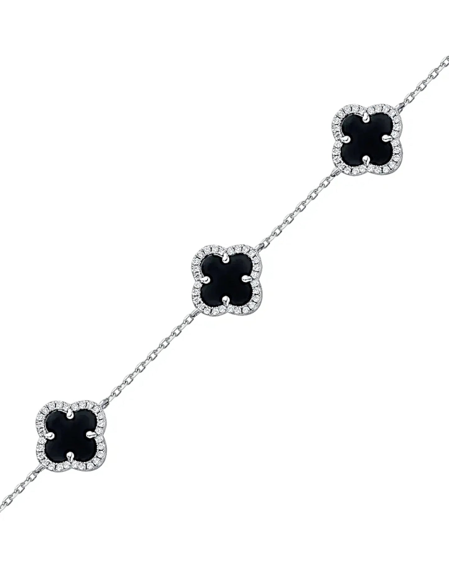 925er Sterlingsilber Armband "Clover" in Silberschwarze Farbe - TOLLzWOOD
