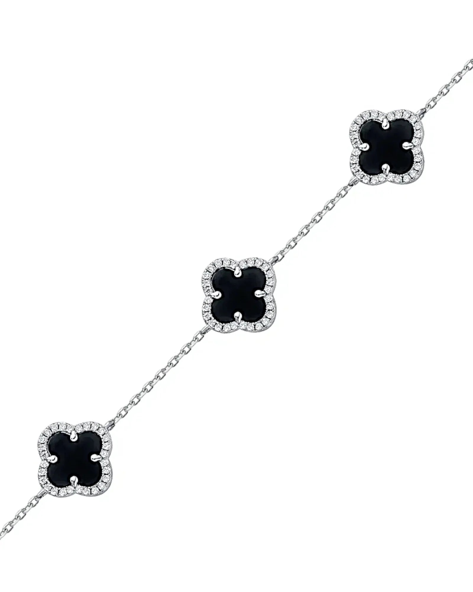 925er Sterlingsilber Armband "Clover" in Silberschwarze Farbe - TOLLzWOOD