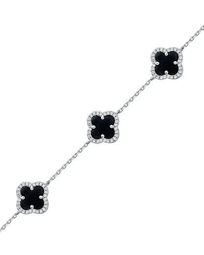 925er Sterlingsilber Armband "Clover" in Silberschwarze Farbe - TOLLzWOOD
