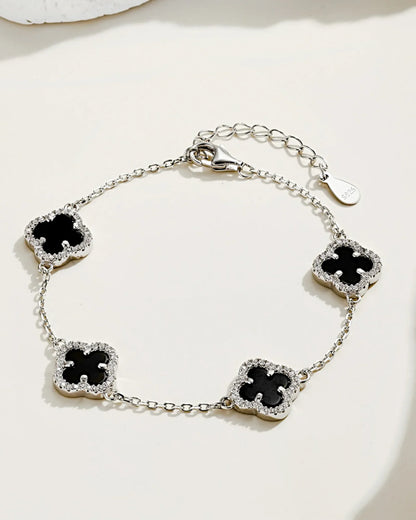 925er Sterlingsilber Armband "Clover" in Silberschwarze Farbe - TOLLzWOOD