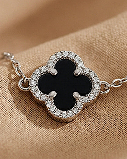 925er Sterlingsilber Armband "Clover" in Silberschwarze Farbe - TOLLzWOOD