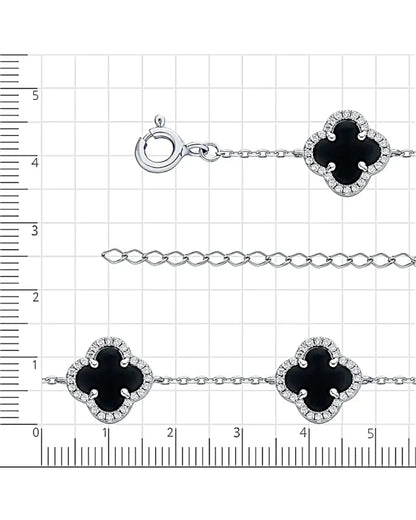 925er Sterlingsilber Armband "Clover" in Silberschwarze Farbe - TOLLzWOOD