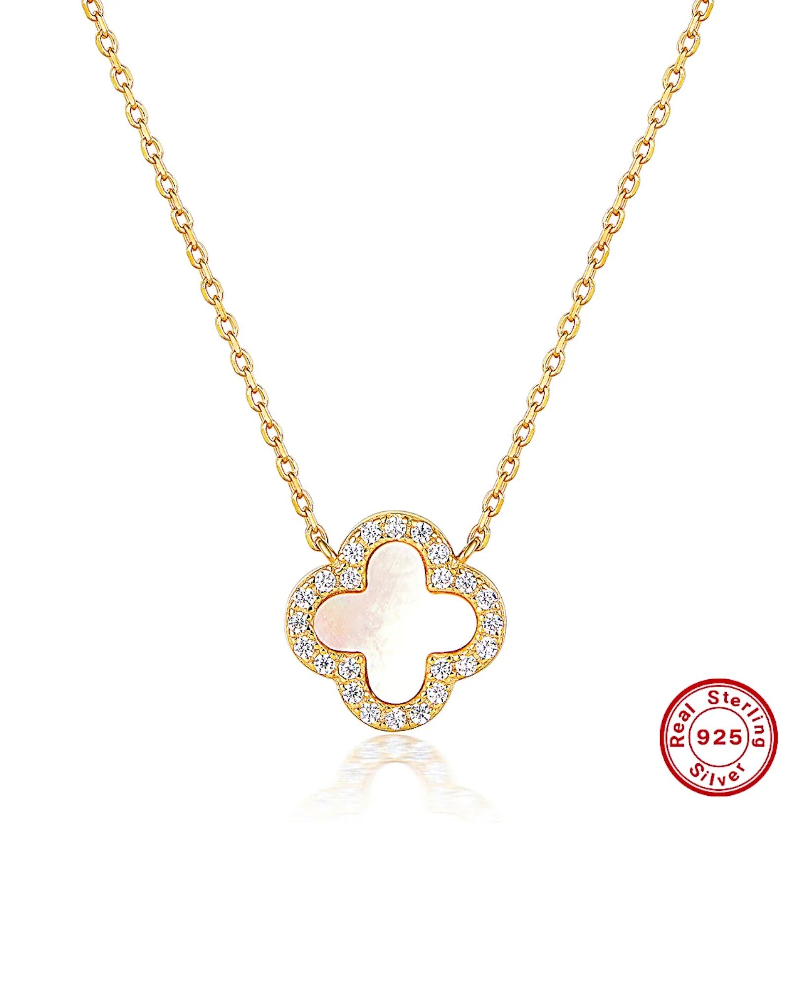 Halskette „Clover“ in Goldweiße Farbe - TOLLzWOOD