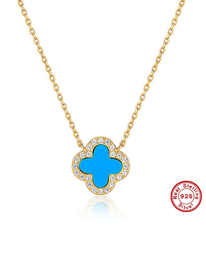 Halskette „Clover“ in goldblaue Farbe - TOLLzWOOD