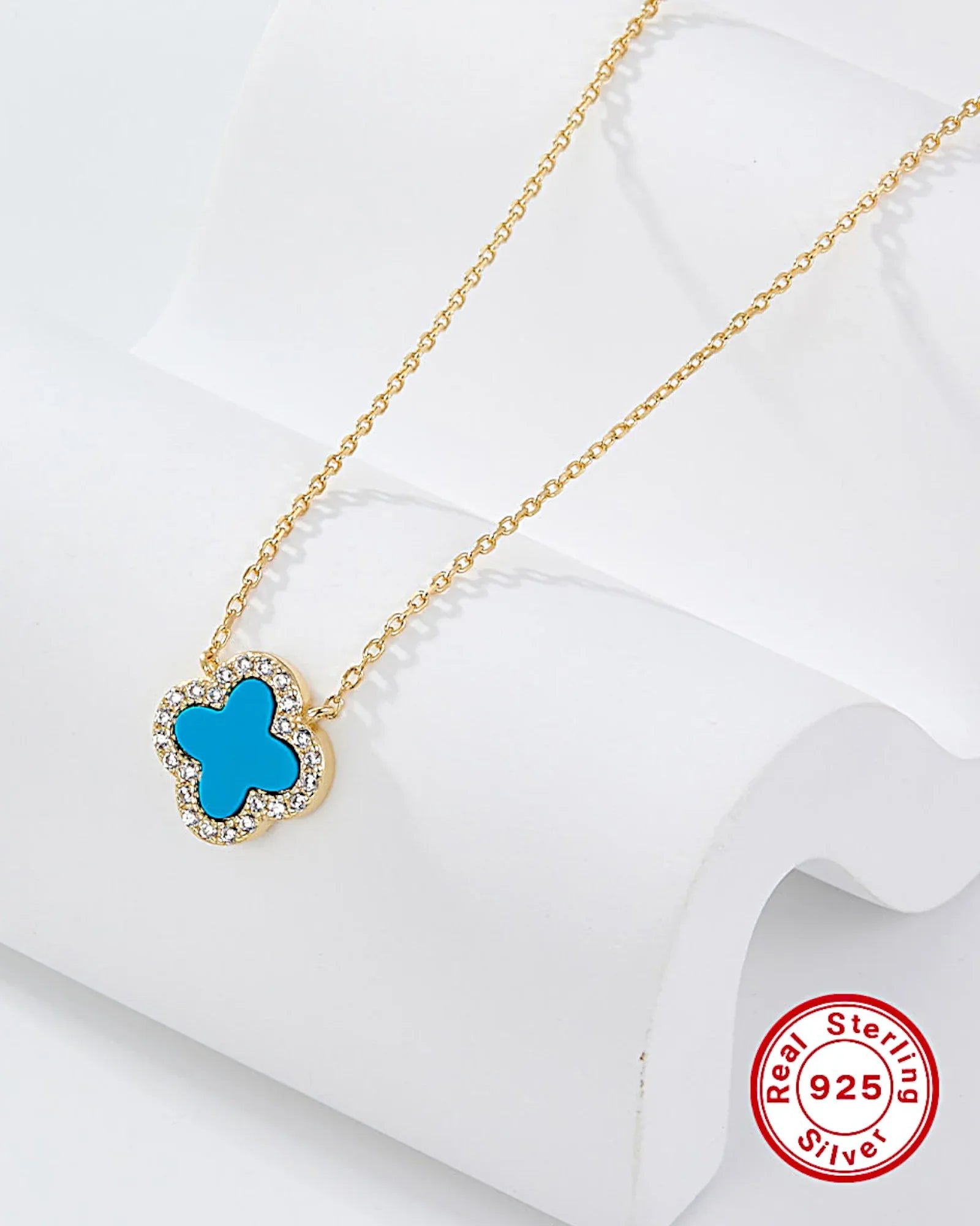 Halskette „Clover“ in goldblaue Farbe - TOLLzWOOD