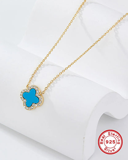 Halskette „Clover“ in goldblaue Farbe - TOLLzWOOD