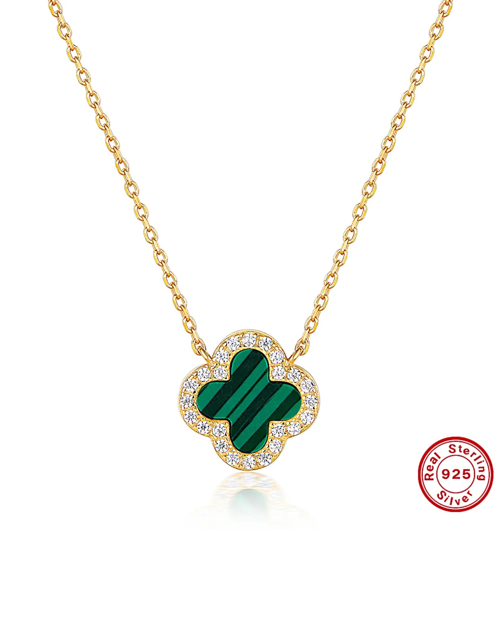 Halskette „Clover“ in goldgrüne Farbe - TOLLzWOOD