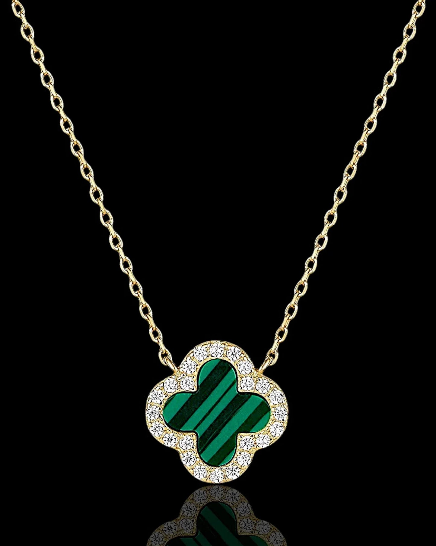 Halskette „Clover“ in goldgrüne Farbe - TOLLzWOOD