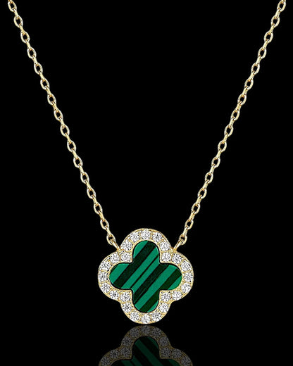 Halskette „Clover“ in goldgrüne Farbe - TOLLzWOOD