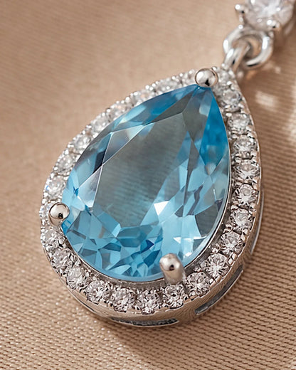Ohrringe aus 925er Silber mit blauem Zirkonia, Tropfenform - TOLLzWOOD