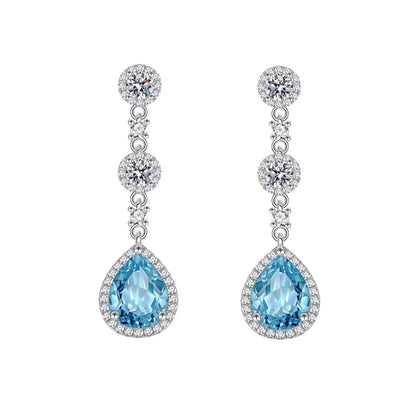 Ohrringe aus 925er Silber mit blauem Zirkonia, Tropfenform - TOLLzWOOD