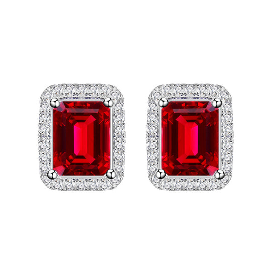 Earrings made of 925 sterling silver with red cubic zirconia
