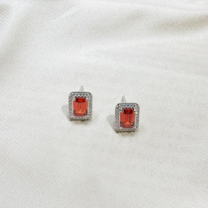 Earrings made of 925 sterling silver with red cubic zirconia