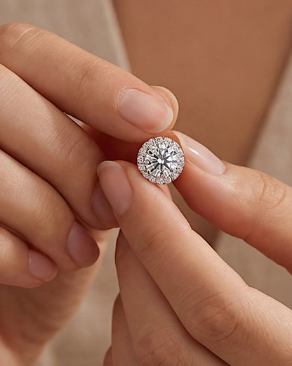 Ohrringe aus 925er Silber mit Zirkonia, rund - TOLLzWOOD