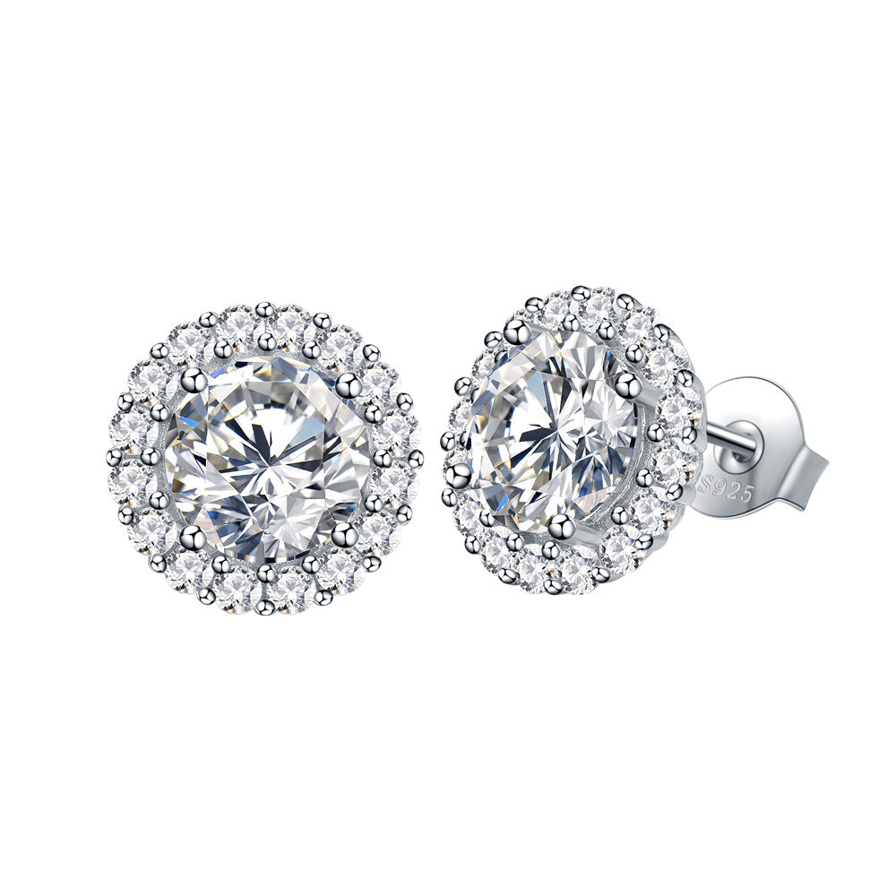 Earrings made of 925 sterling silver with cubic zirconia, round