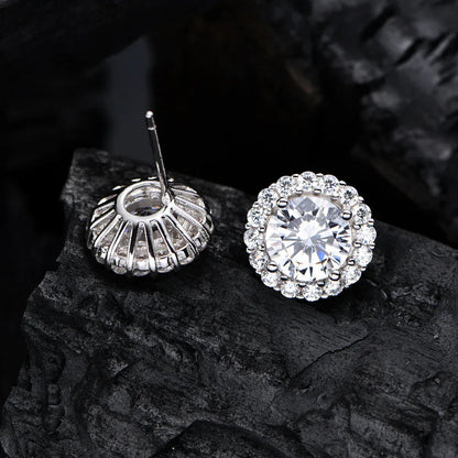 Ohrringe aus 925er Silber mit Zirkonia, rund - TOLLzWOOD