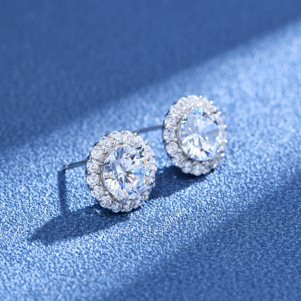 Ohrringe aus 925er Silber mit Zirkonia, rund