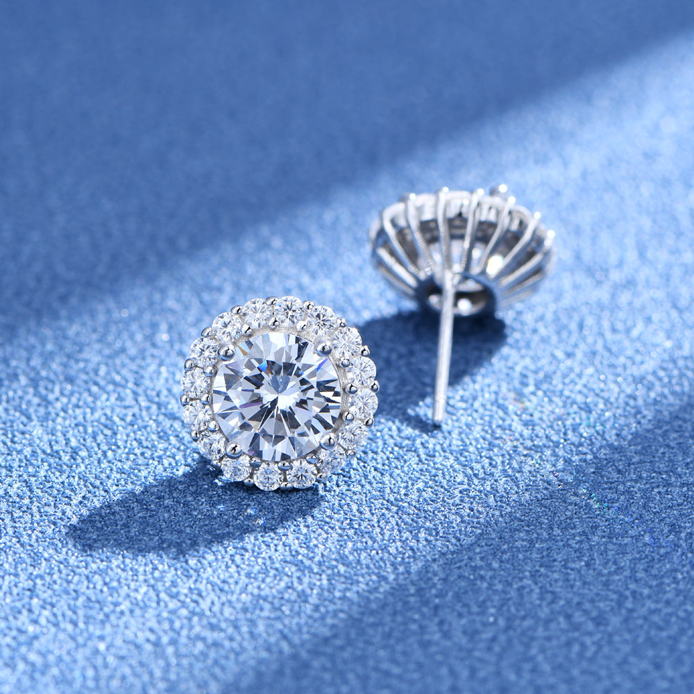 Ohrringe aus 925er Silber mit Zirkonia, rund