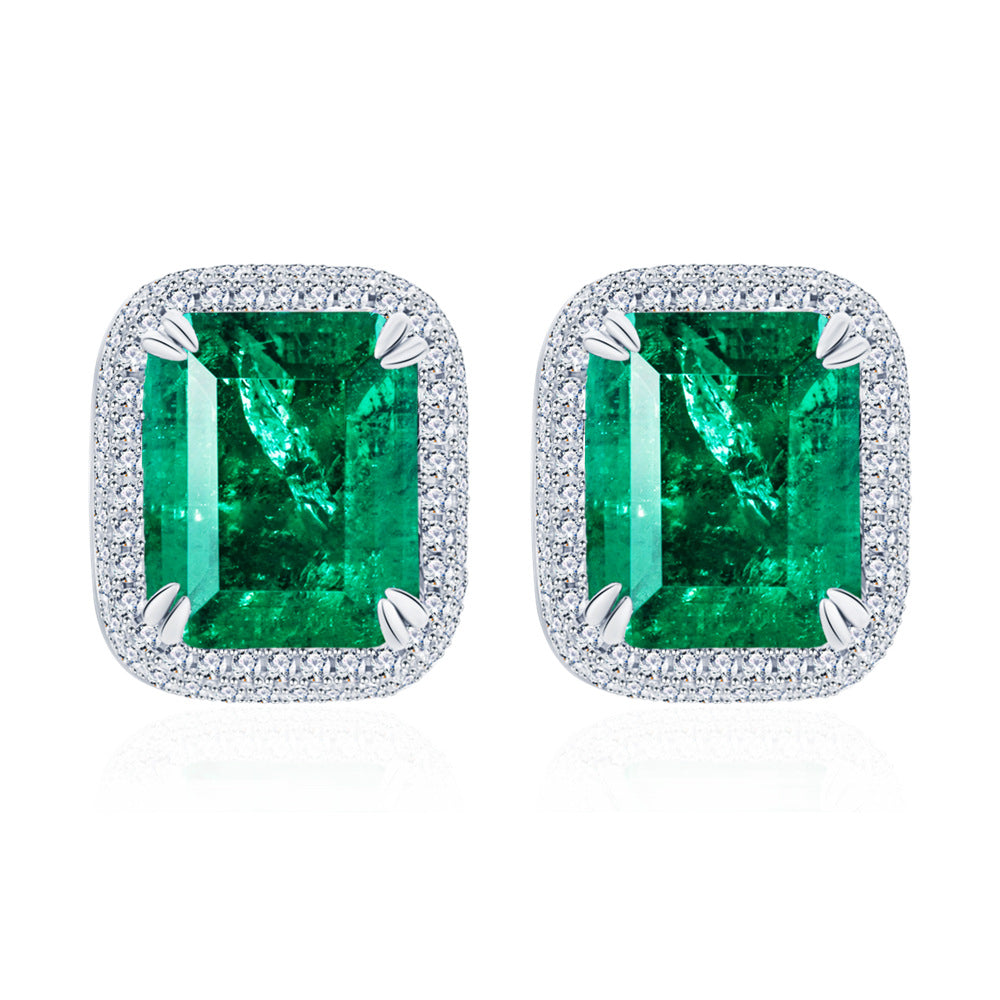 Earrings made of 925 sterling silver with green cubic zirconia