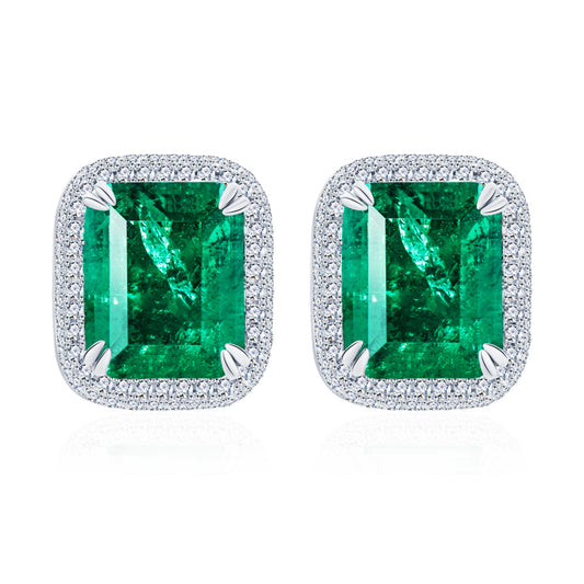 Earrings made of 925 sterling silver with green cubic zirconia
