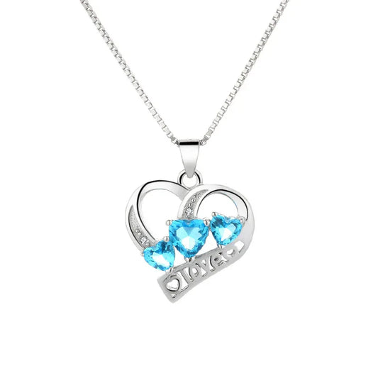 Halskette aus 925er Sterlingsilber mit runden, herzförmigen Zirkoniasteinen - TOLLzWOOD