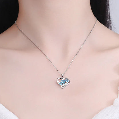 Halskette aus 925er Sterlingsilber mit runden, herzförmigen Zirkoniasteinen - TOLLzWOOD