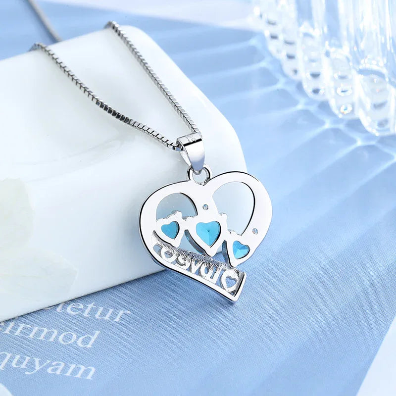 Halskette aus 925er Sterlingsilber mit runden, herzförmigen Zirkoniasteinen - TOLLzWOOD