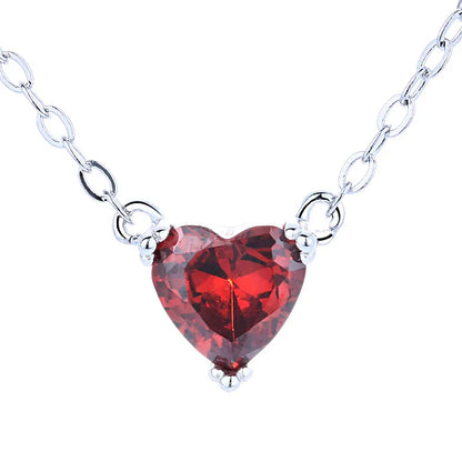 Halskette aus 925er Sterlingsilber mit runden, herzförmigen Zirkoniasteinen - TOLLzWOOD