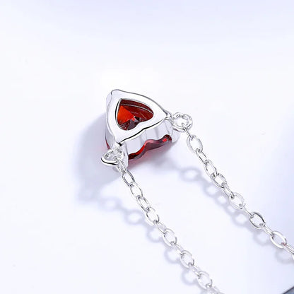 Halskette aus 925er Sterlingsilber mit runden, herzförmigen Zirkoniasteinen - TOLLzWOOD