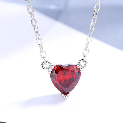 Halskette aus 925er Sterlingsilber mit runden, herzförmigen Zirkoniasteinen - TOLLzWOOD