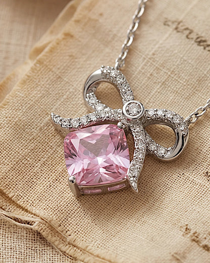 Halskette aus 925er Sterlingsilber mit einem großen rosa Zirkon - TOLLzWOOD