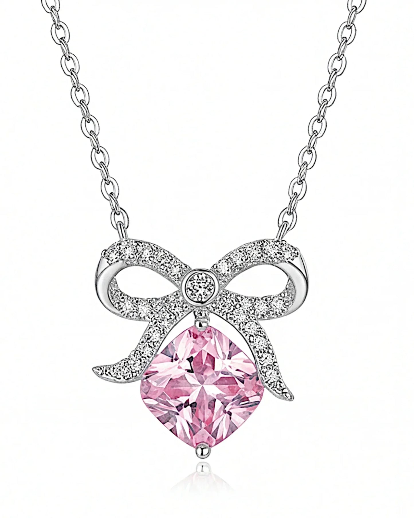 Halskette aus 925er Sterlingsilber mit einem großen rosa Zirkon - TOLLzWOOD