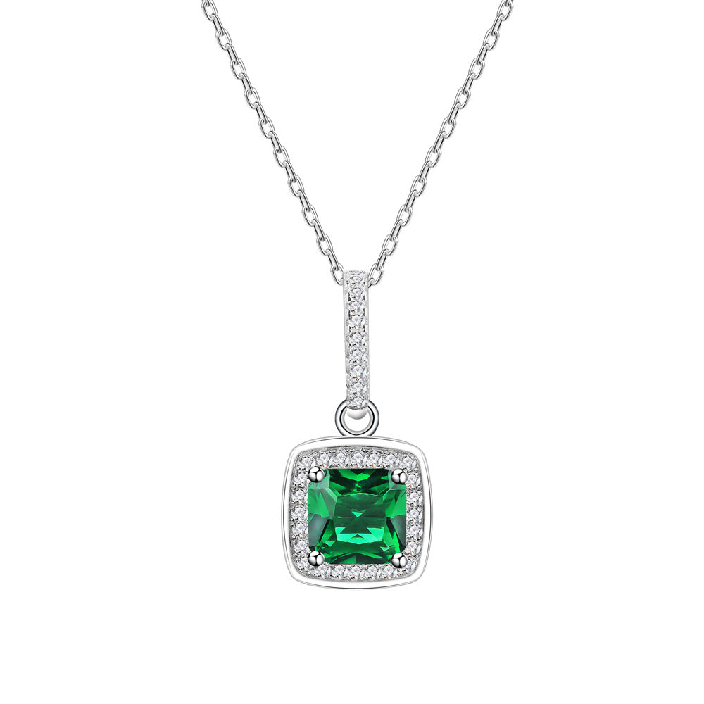 Necklace made of 925 sterling silver with green cubic zirconia