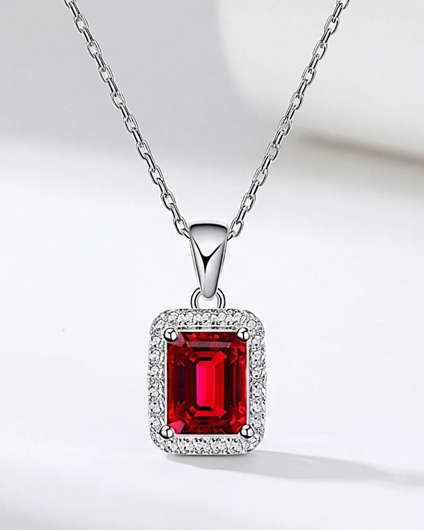 Halskette aus 925er Silber mit rotem Zirkonia - TOLLzWOOD