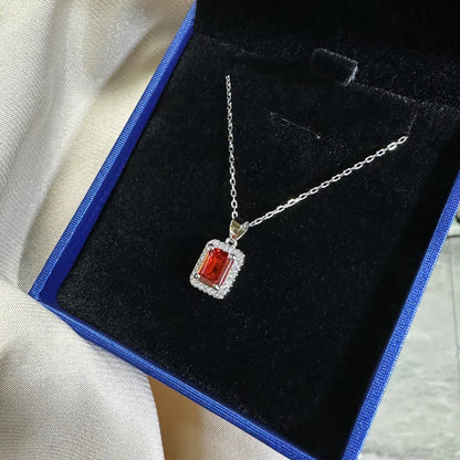 Halskette aus 925er Silber mit rotem Zirkonia - TOLLzWOOD