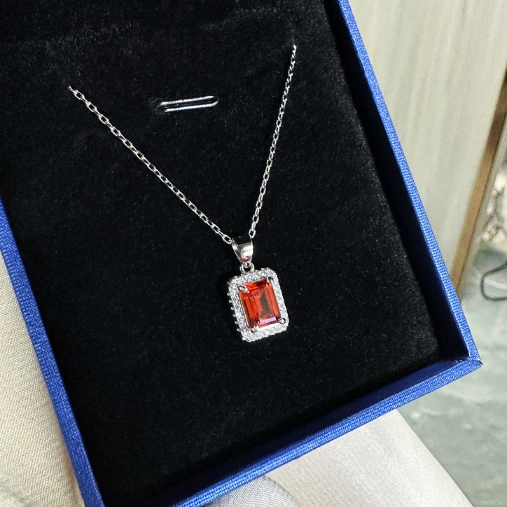 Necklace made of 925 sterling silver with red cubic zirconia